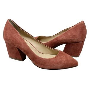 NEW Botkier New York Womens Stella Suede Pumps Block Heels 5.5 Mauve Rose